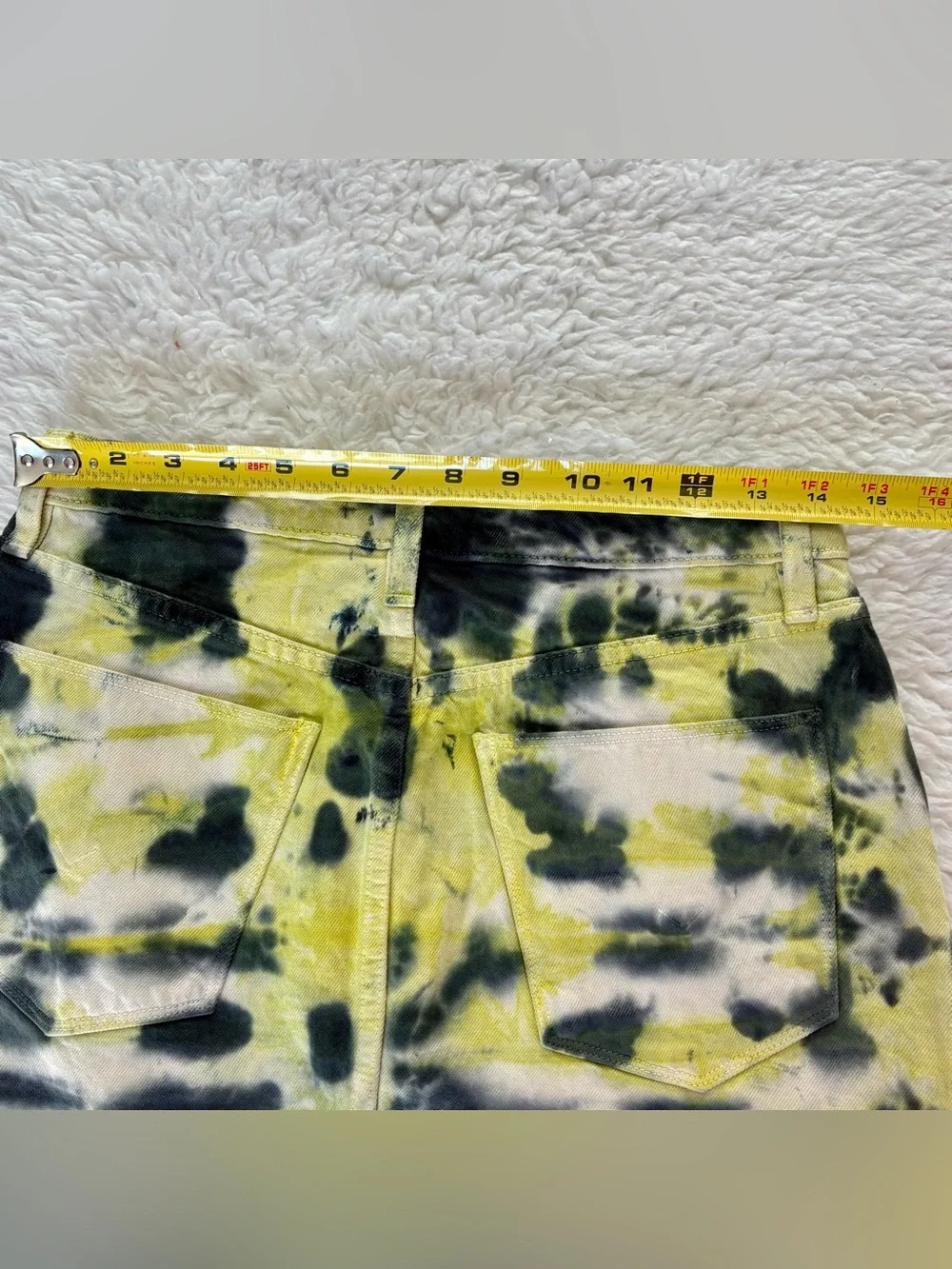 Hudson Jeans Yellow and Black Tie-Dye Mini Skirt size 28